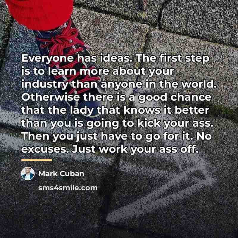 “Everyone has ideas. The first step is to learn more…” quote by Mark Cuban