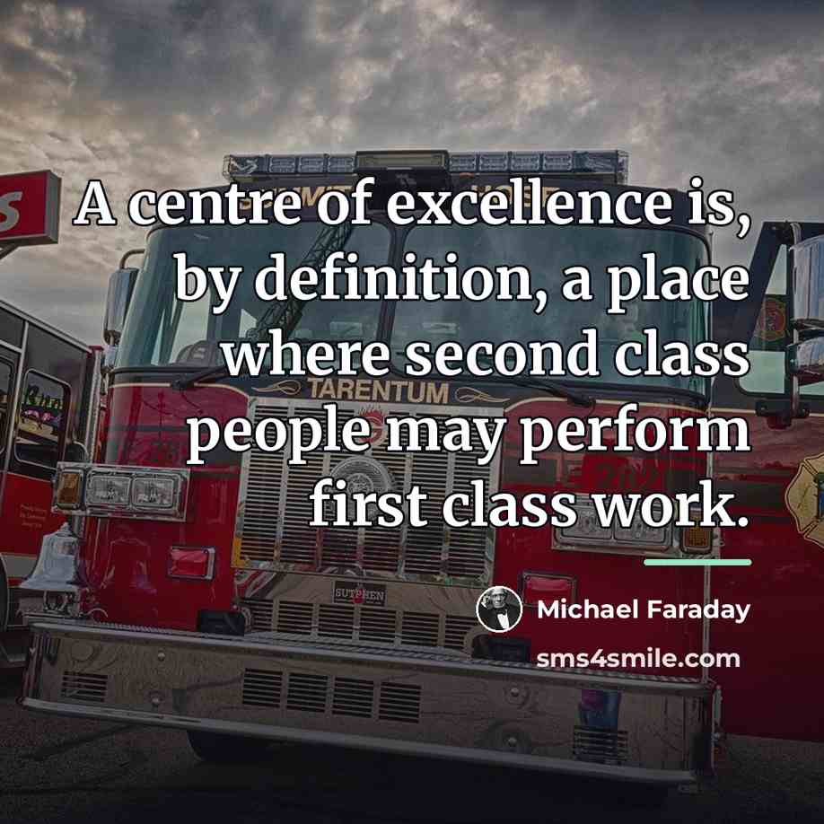 “A centre of excellence is, by definition, a place where…” quote by Michael Faraday