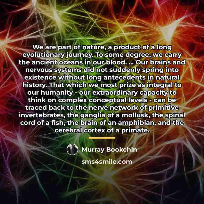 “We are part of nature, a product of a long…” quote by Murray Bookchin