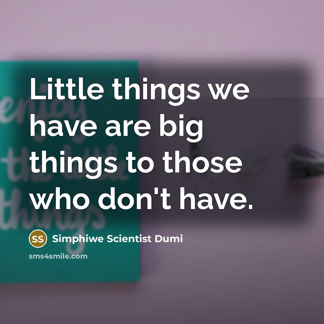 “Little things we have are big things to those who…” quote by Simphiwe Scientist Dumi