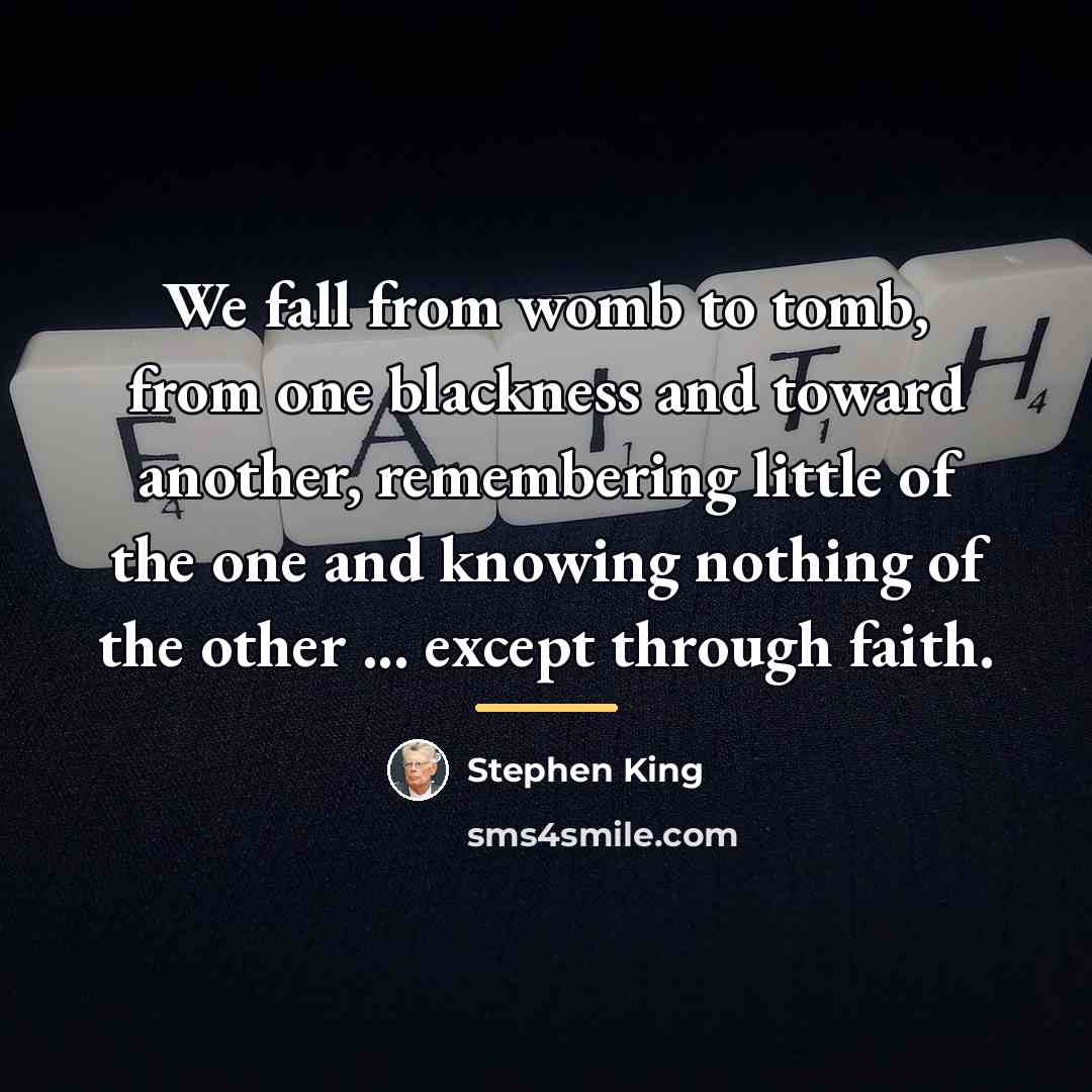 “We fall from womb to tomb, from one blackness and…” quote by Stephen King