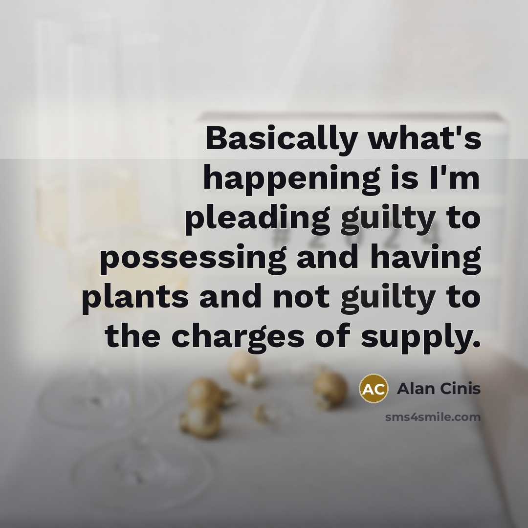 “Basically what's happening is I'm pleading guilty to possessing and having plants and not guilty to the charges of supply.” quote by Alan Cinis