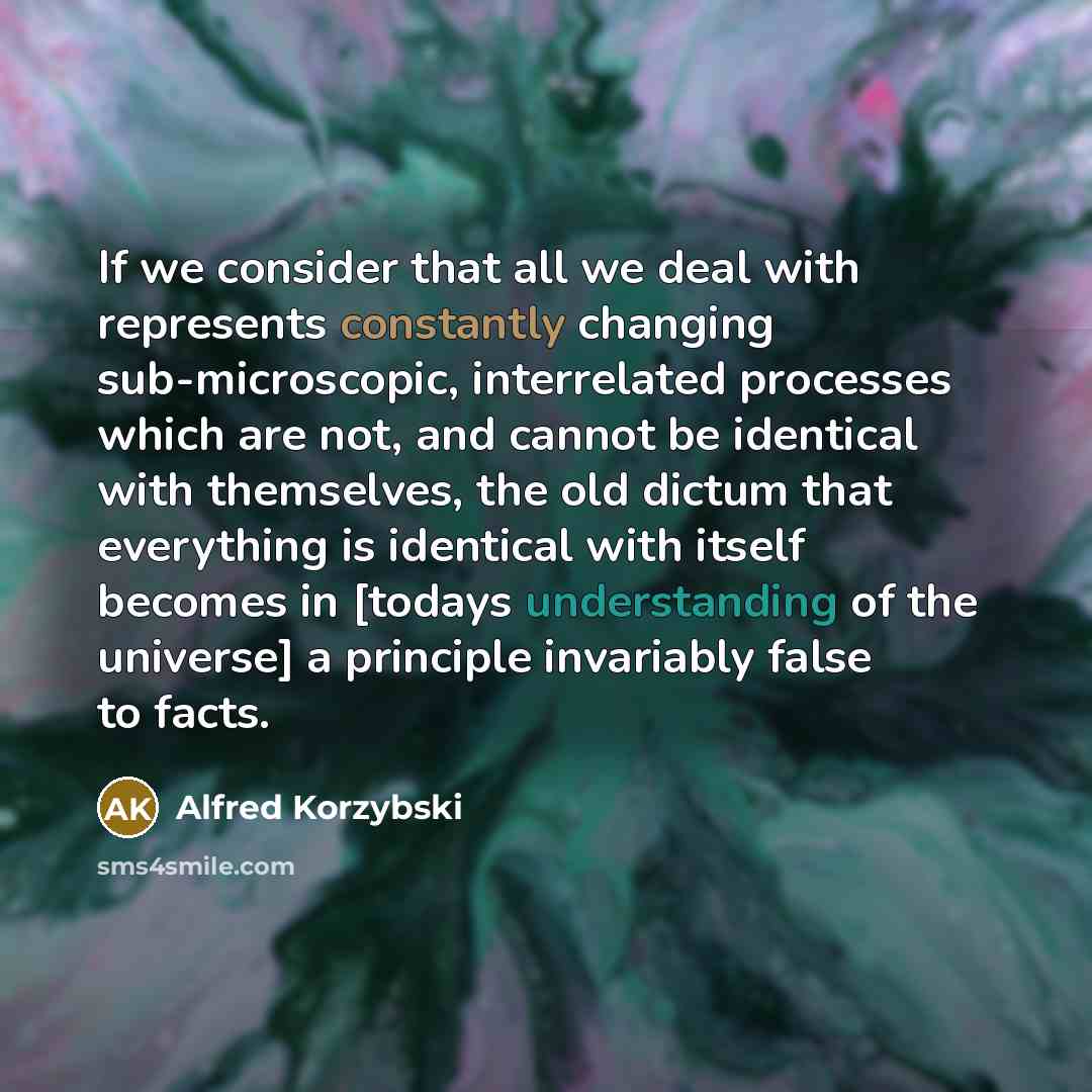 “If we consider that all we deal with represents constantly…” quote by Alfred Korzybski