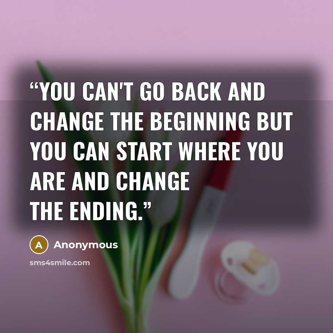 “You can't go back and change the beginning but you can start where you are and change the ending.” quote by Anonymous