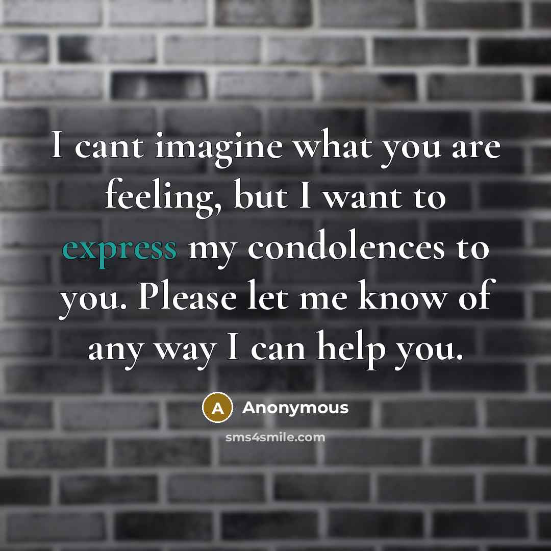 “I cant imagine what you are feeling, but I want…” quote by Anonymous