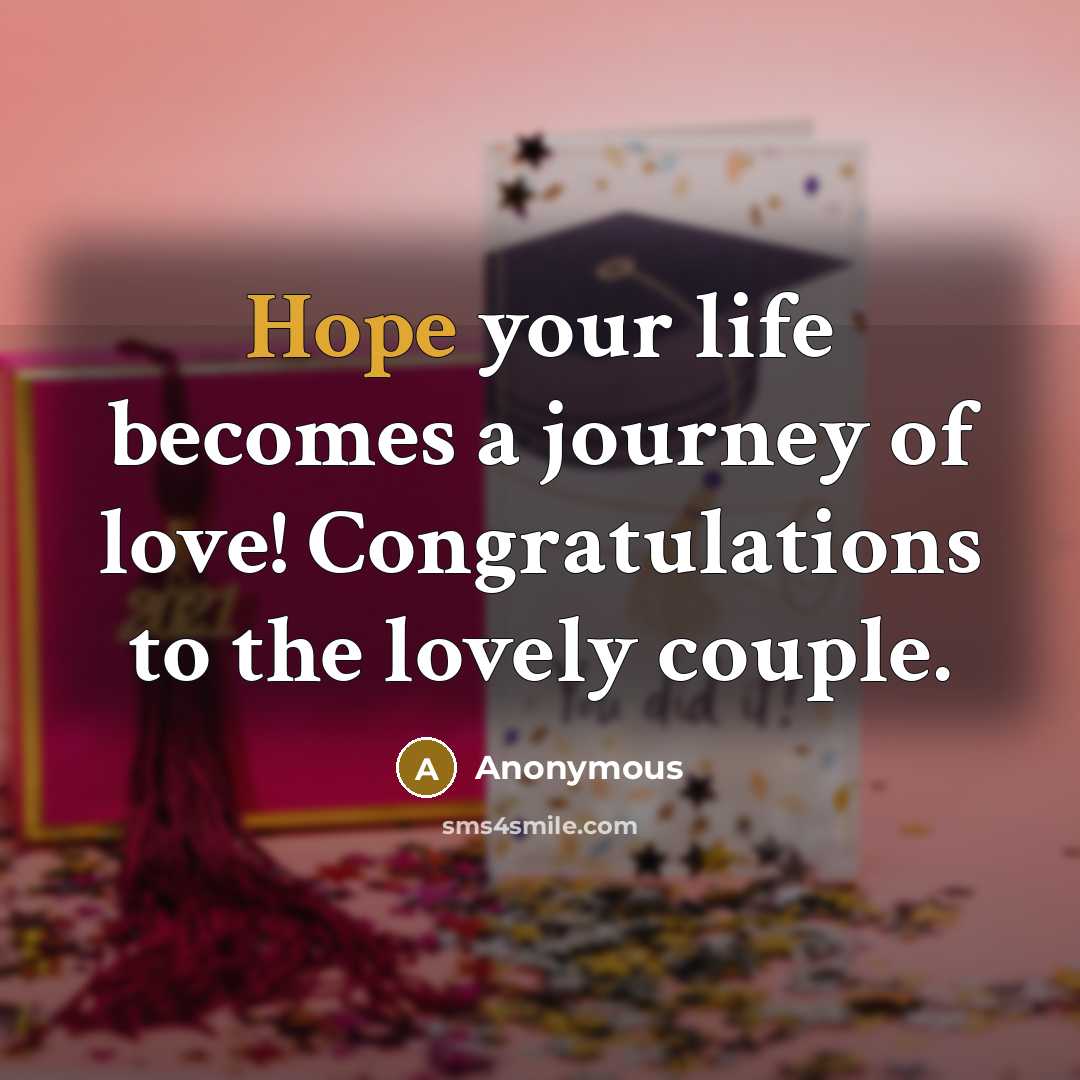 “Hope your life becomes a journey of love! Congratulations to…” quote by Anonymous