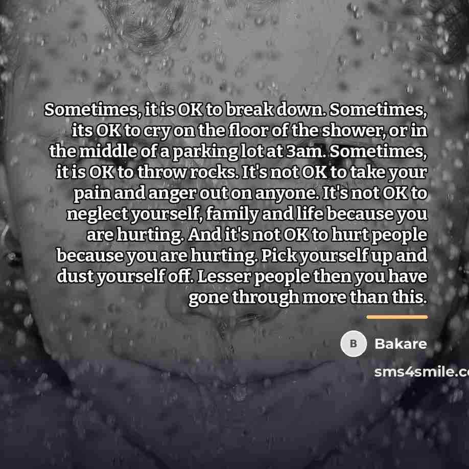 “Sometimes, it is OK to break down. Sometimes, its OK…” quote by Bakare
