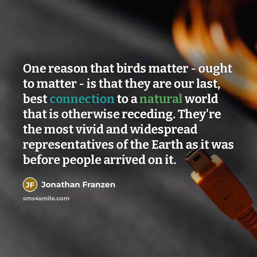 “One reason that birds matter - ought to matter -…” quote by Jonathan Franzen