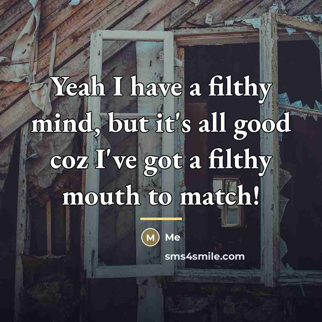 “Yeah I have a filthy mind, but it's all good…” quote by Me