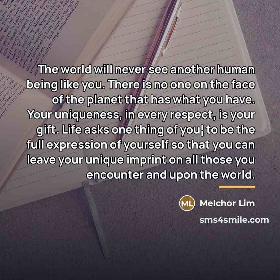 “The world will never see another human being like you.…” quote by Melchor Lim