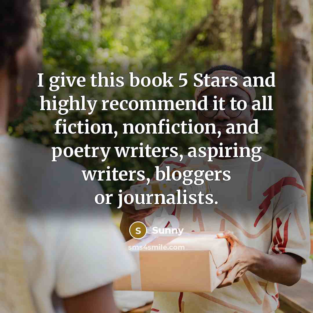 “I give this book 5 Stars and highly recommend it…” quote by Sunny