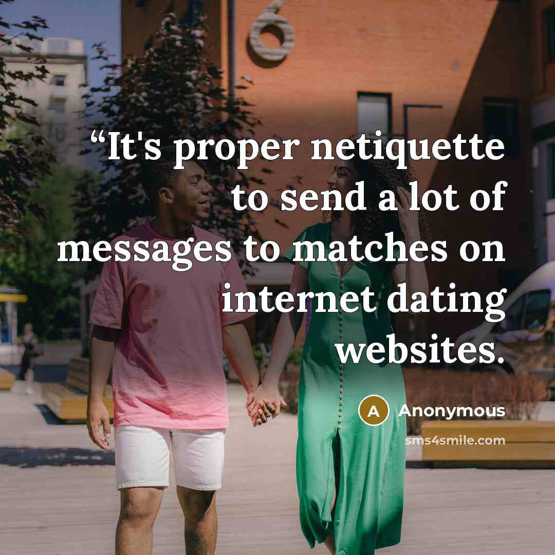 ““It's proper netiquette to send a lot of messages to matches on internet dating websites.” quote by Anonymous