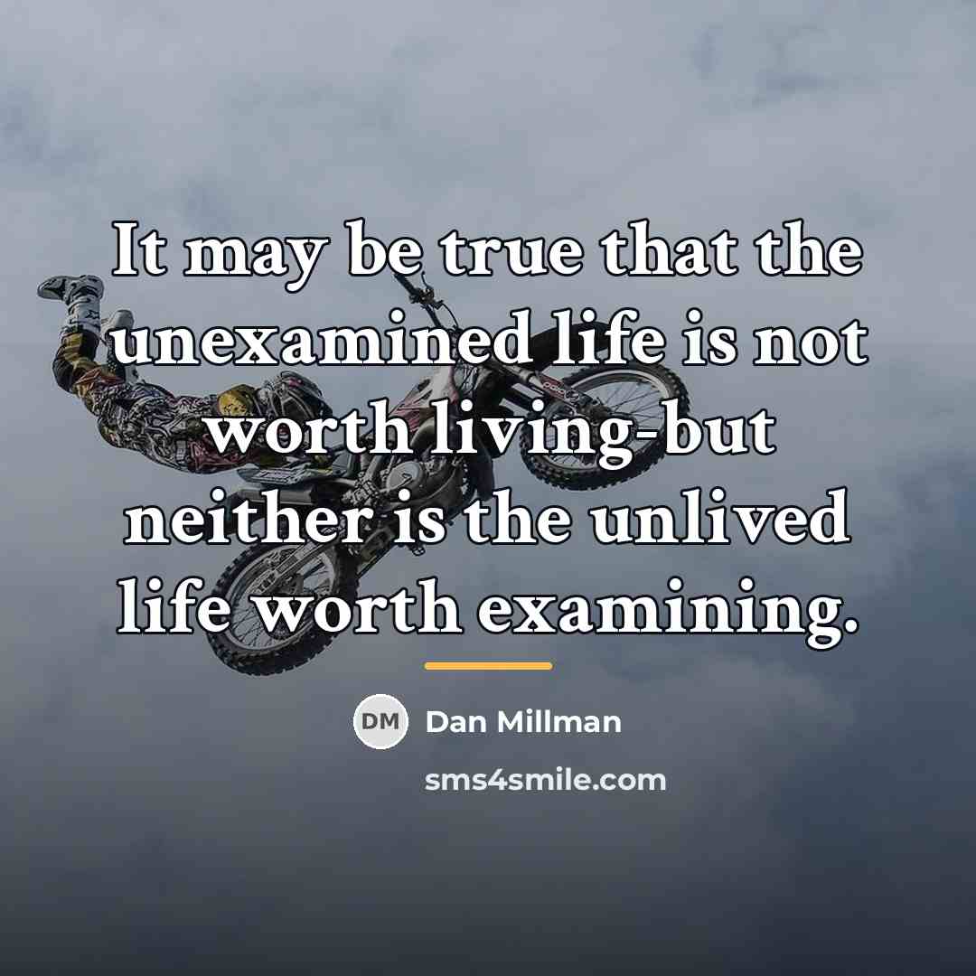 “It may be true that the unexamined life is not…” quote by Dan Millman