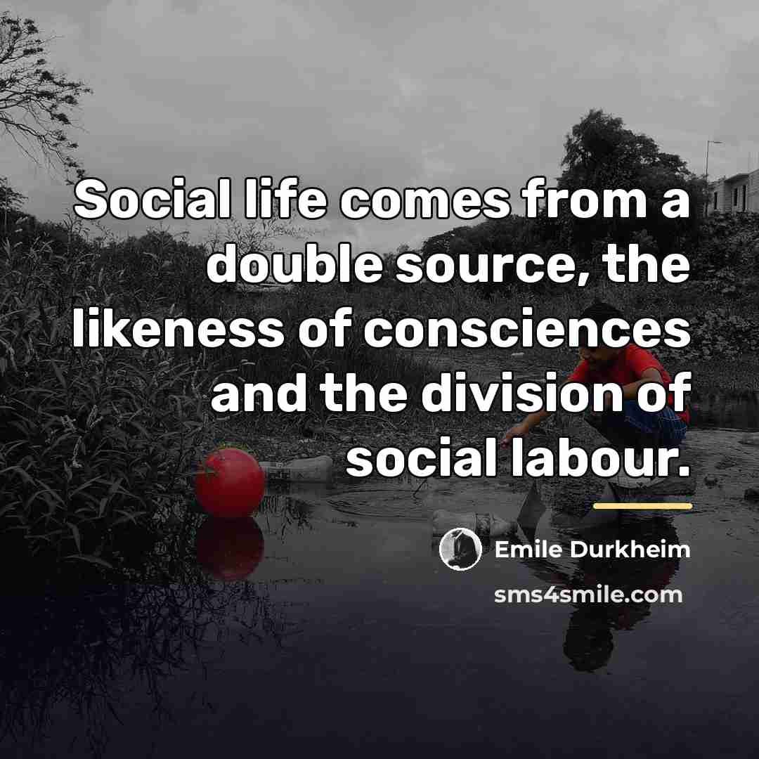 “Social life comes from a double source, the likeness of…” quote by Emile Durkheim