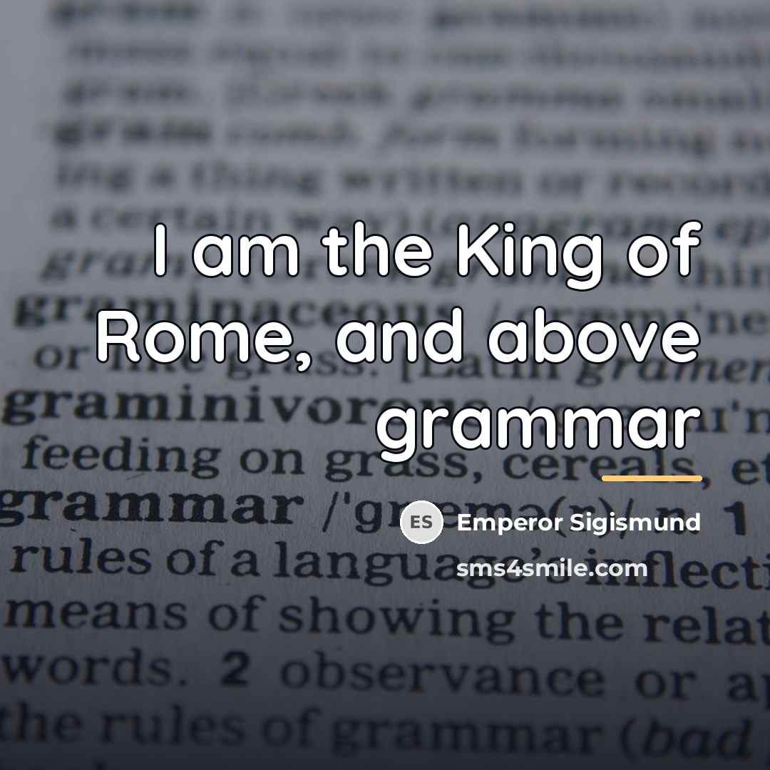 “I am the King of Rome, and above grammar…” quote by Anonymous