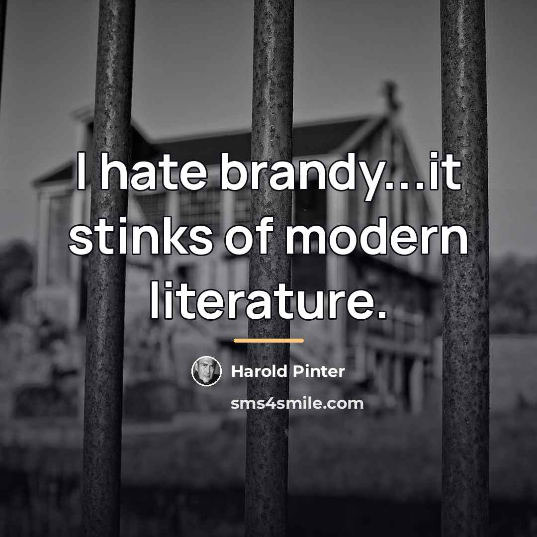 “I hate brandy...it stinks of modern literature.…” quote by Harold Pinter