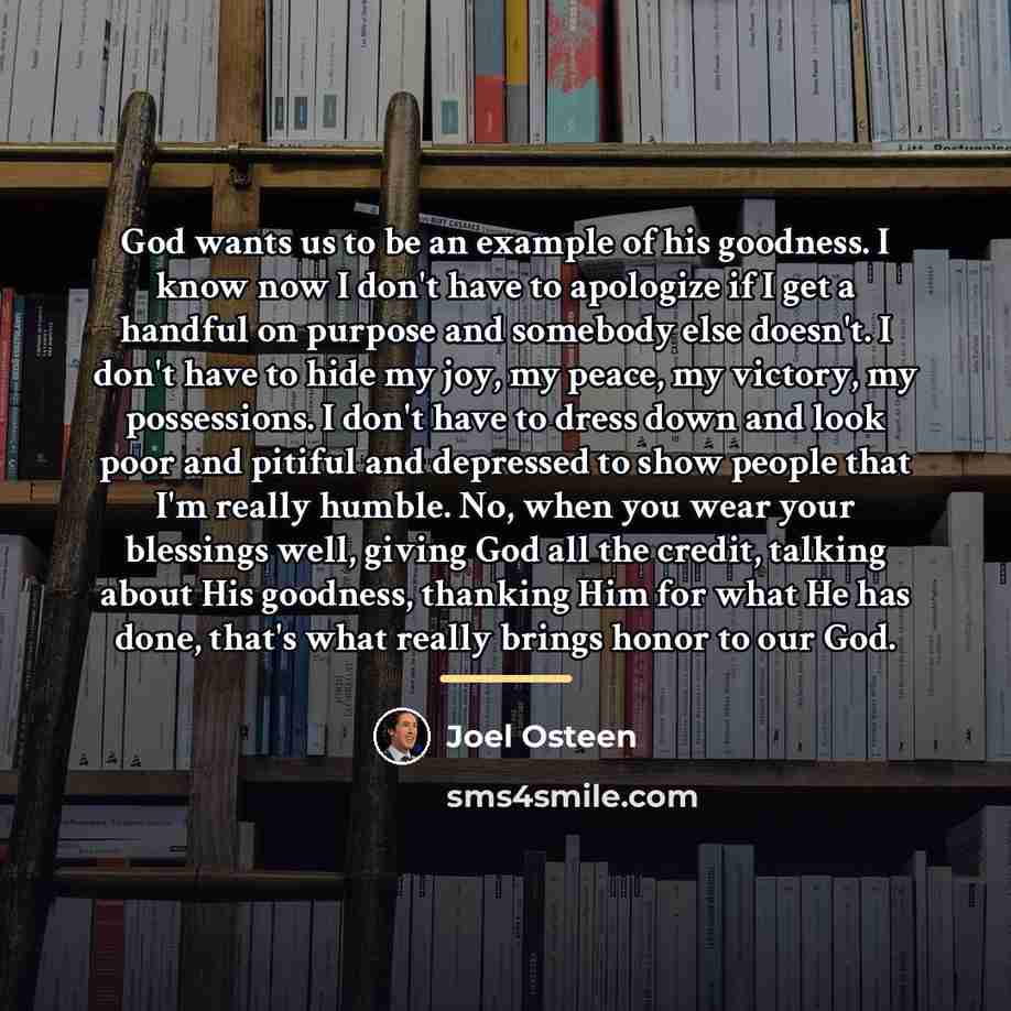 “God wants us to be an example of his goodness.…” quote by Joel Osteen
