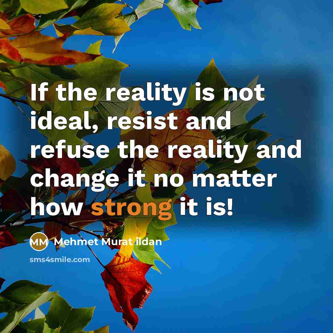 “If the reality is not ideal, resist and refuse the…” quote by Mehmet Murat Ildan