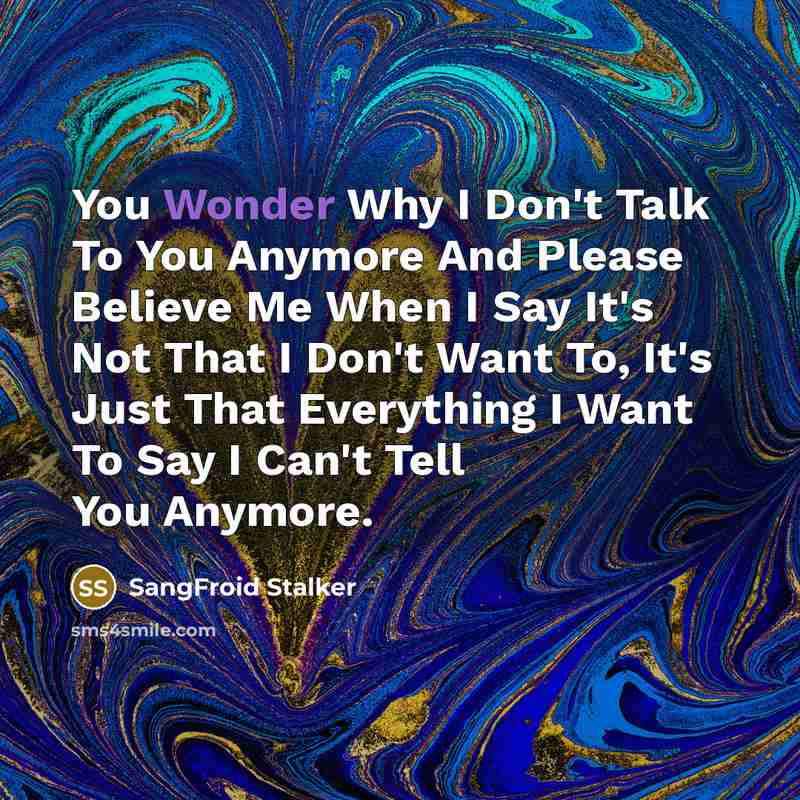 “You Wonder Why I Don't Talk To You Anymore And…” quote by SangFroid Stalker