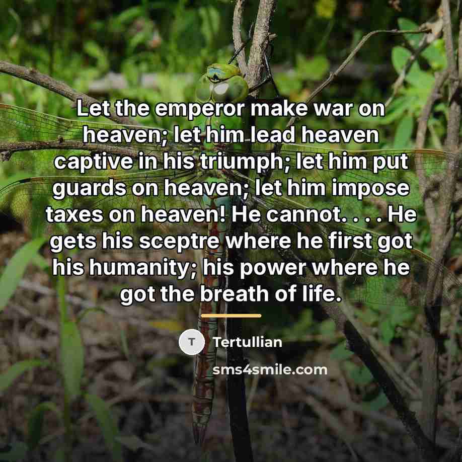 “Let the emperor make war on heaven; let him lead…” quote by Tertullian