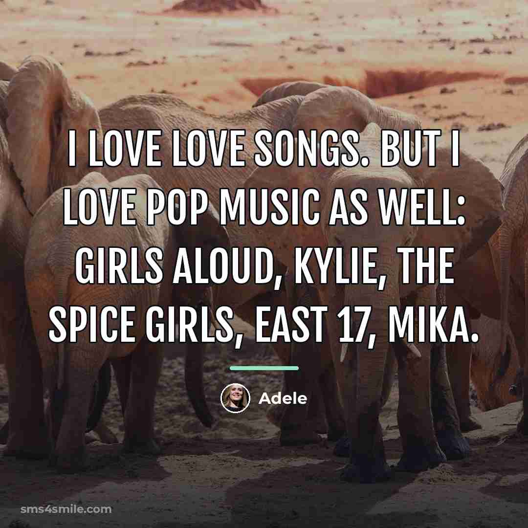 “I love love songs. But I love pop music as…” quote by Adele