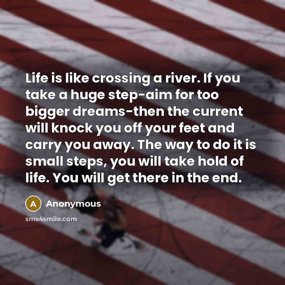 “Life is like crossing a river. If you take a…” quote by Anonymous