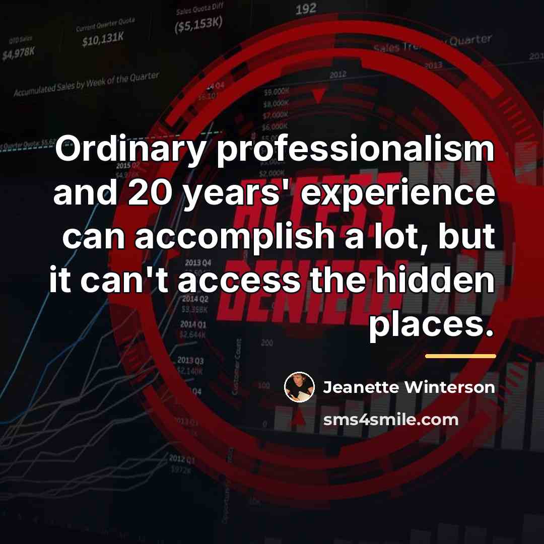 “Ordinary professionalism and 20 years' experience can accomplish a lot,…” quote by Jeanette Winterson