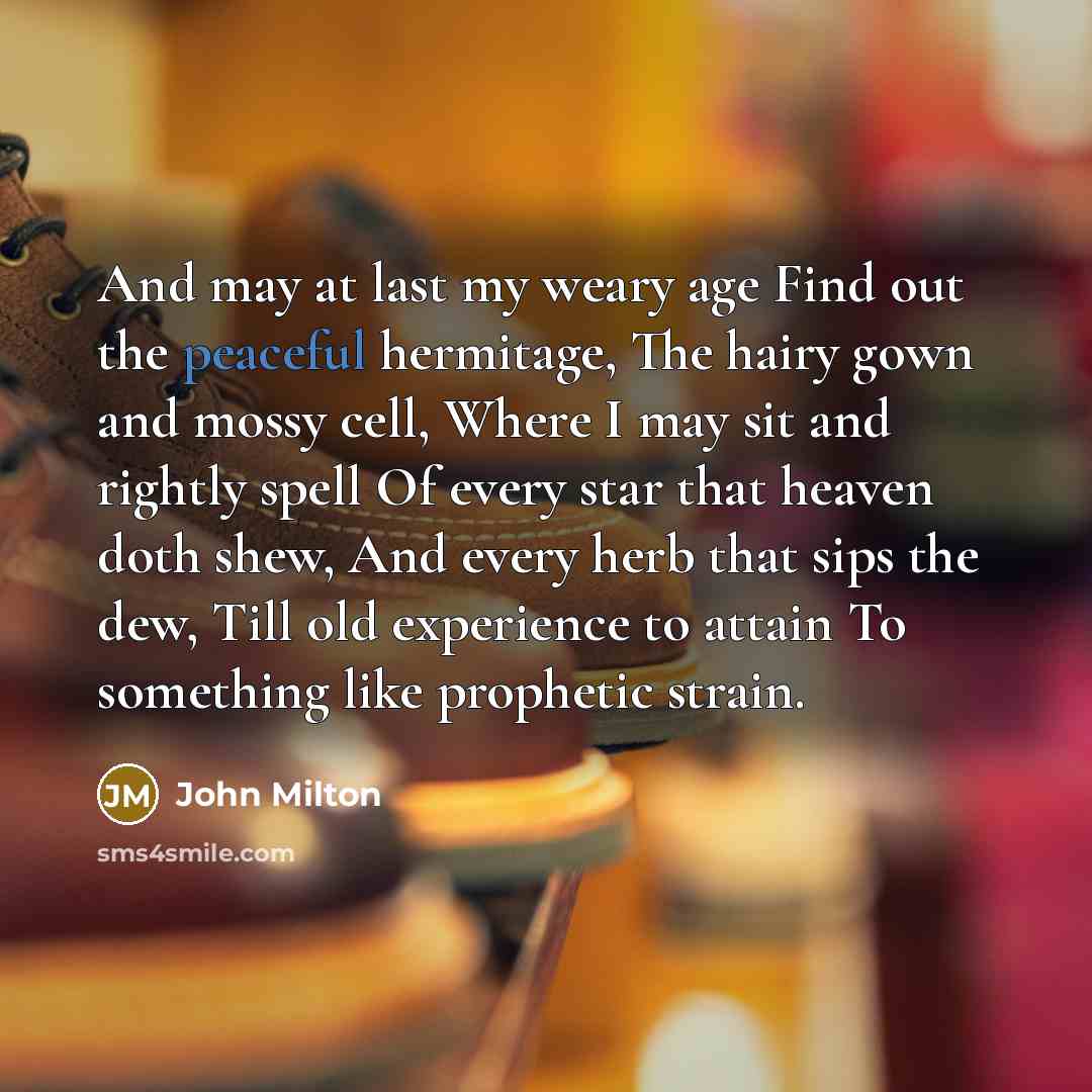 “And may at last my weary age Find out the…” quote by John Milton