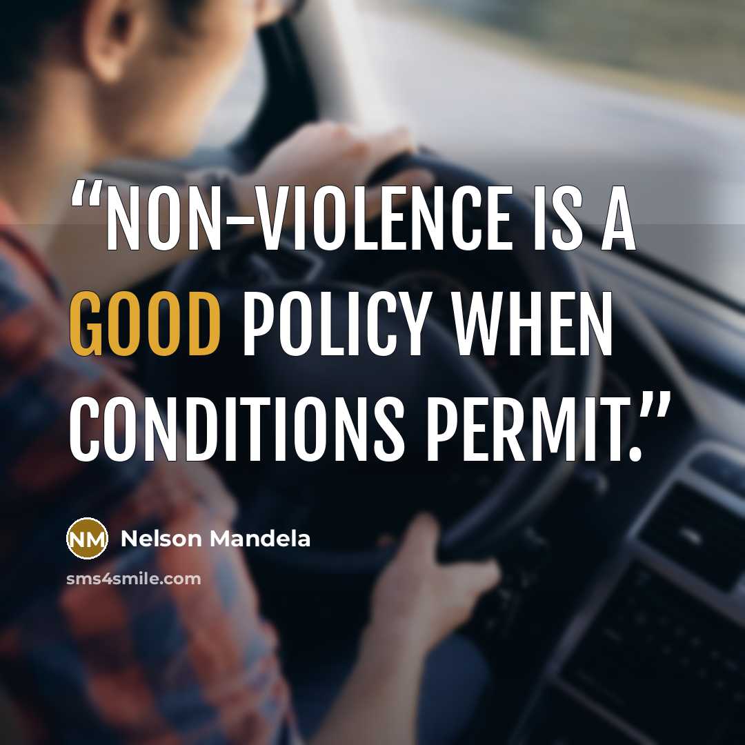 “Non-violence is a good policy when conditions permit.” quote by Nelson Mandela