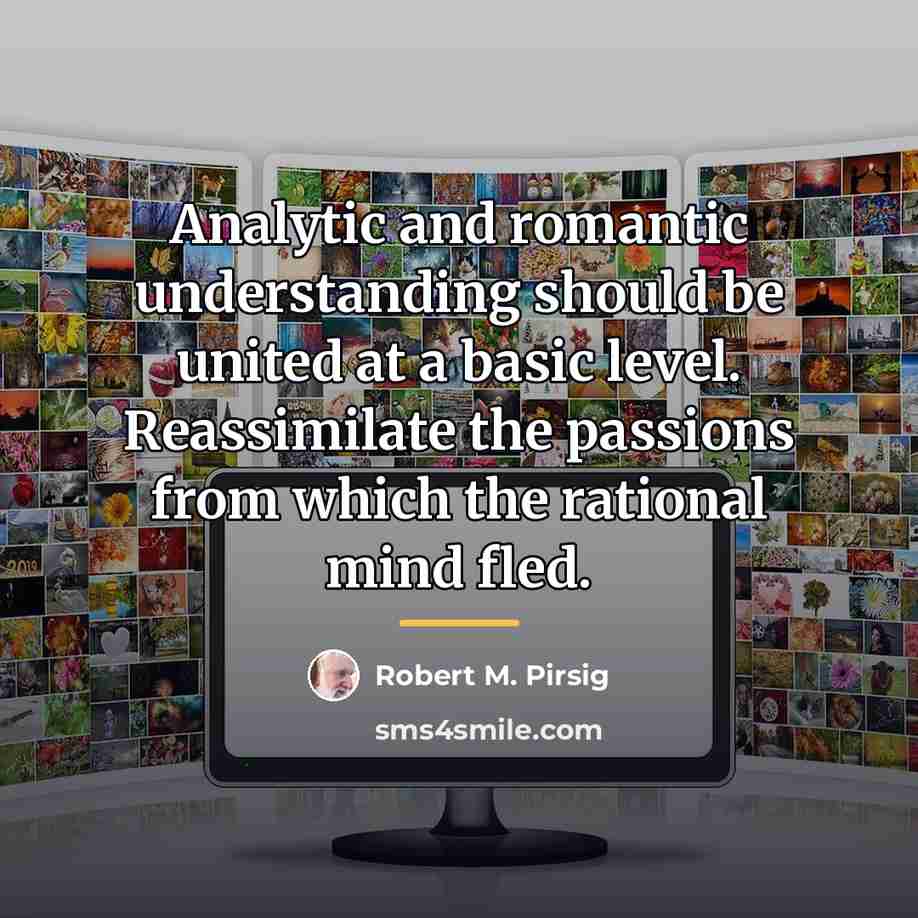 “Analytic and romantic understanding should be united at a basic…” quote by Robert M. Pirsig