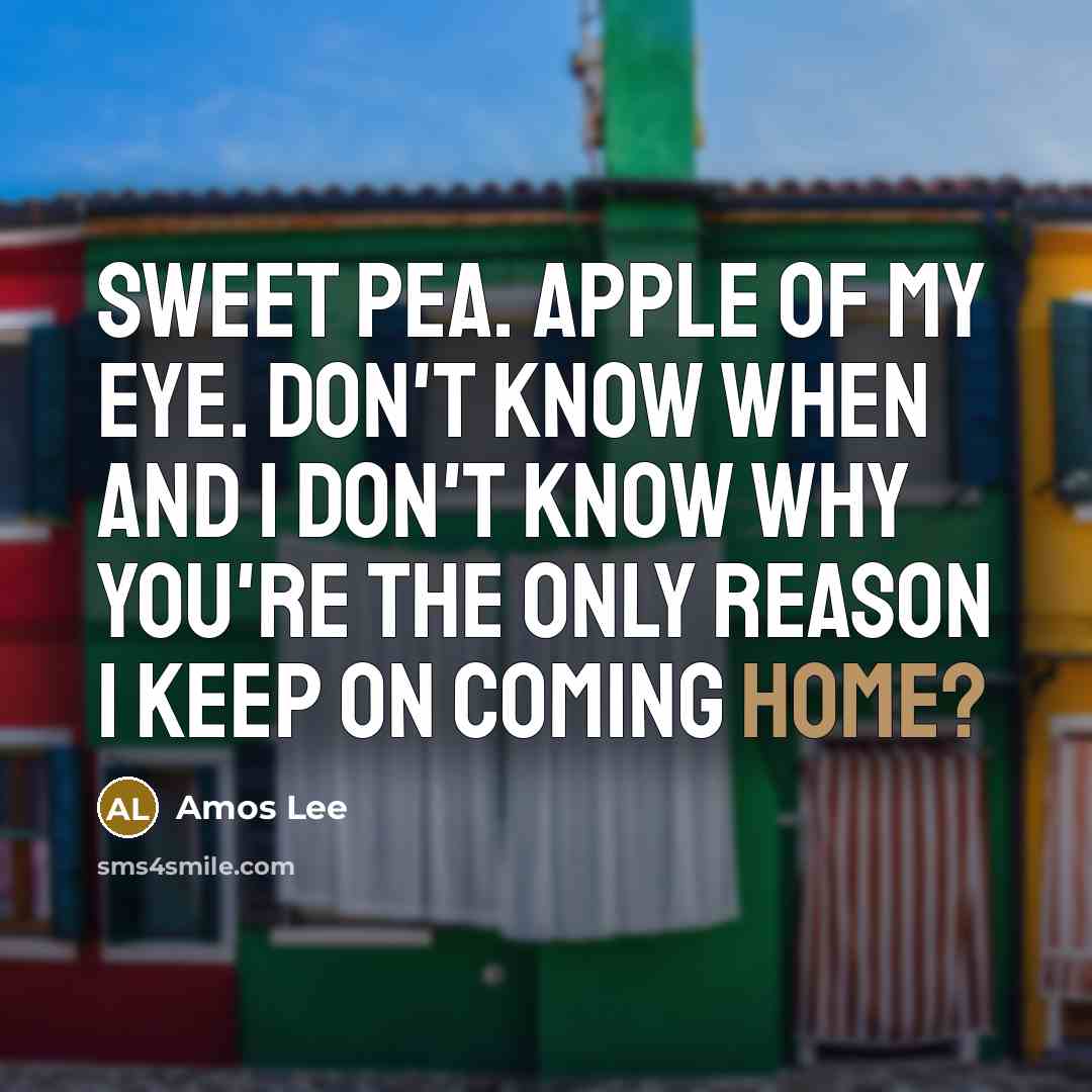 “Sweet pea. Apple of my eye. Don't know when and…” quote by Amos Lee