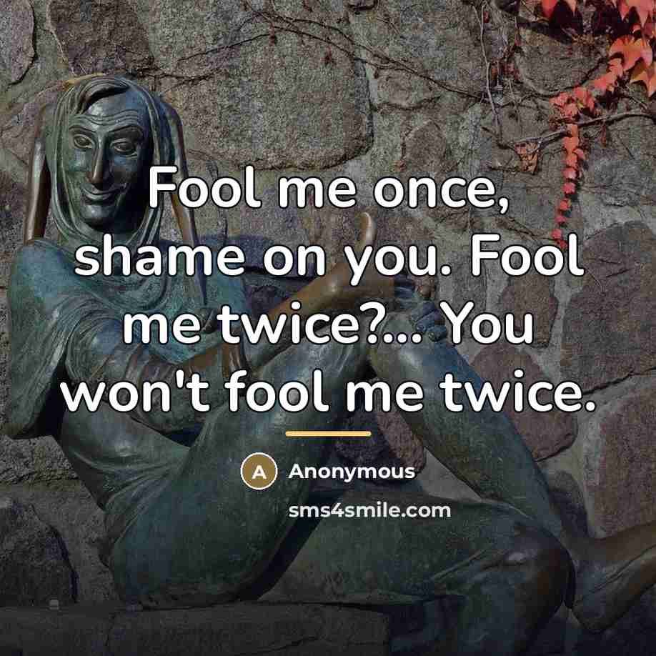 “Fool me once, shame on you. Fool me twice?... You…” quote by Anonymous