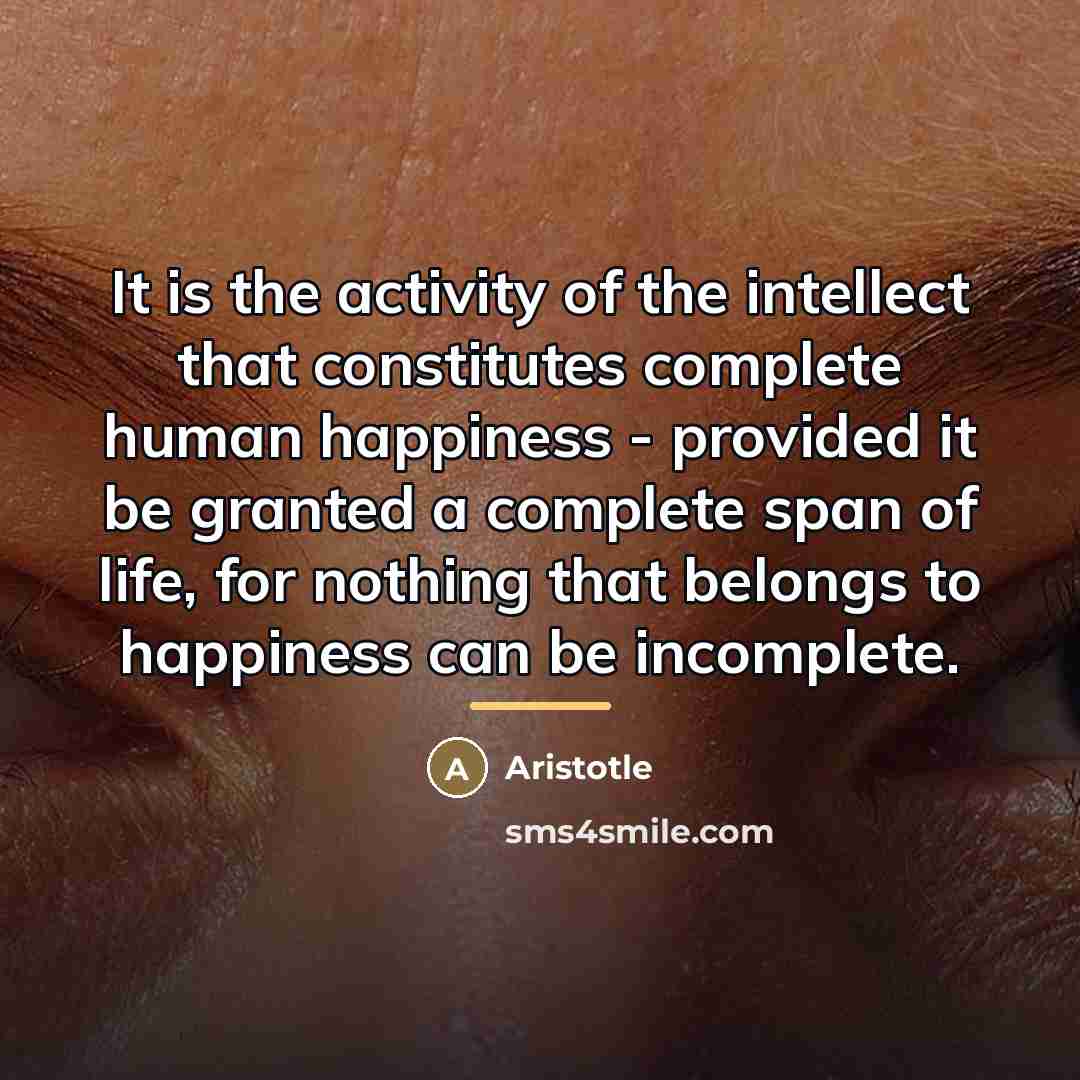 “It is the activity of the intellect that constitutes complete…” quote by Aristotle