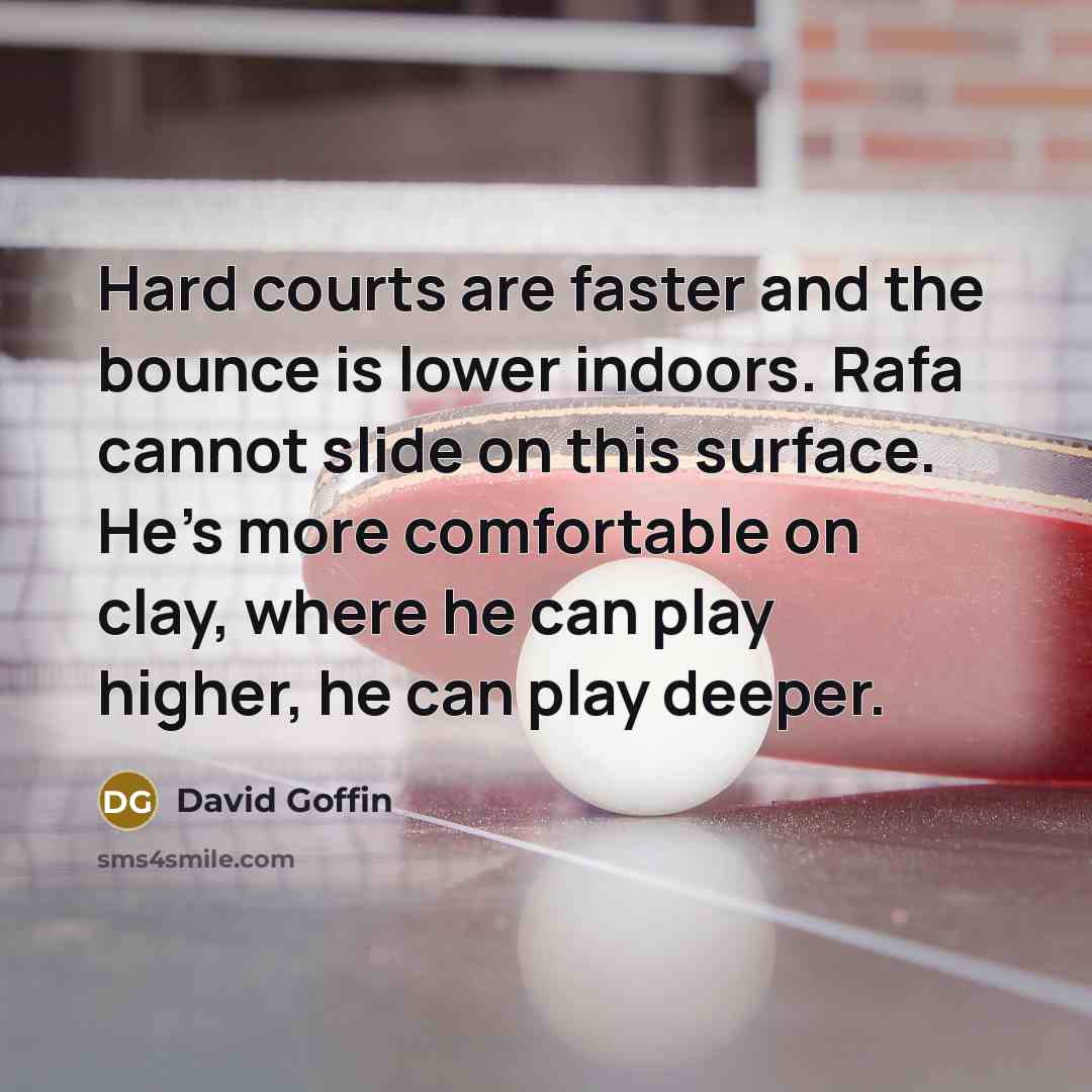 “Hard courts are faster and the bounce is lower indoors.…” quote by David Goffin