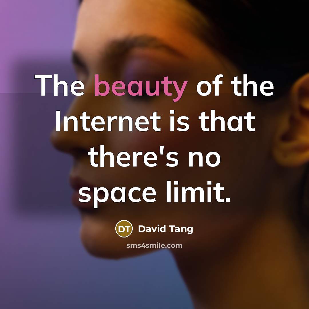 “The beauty of the Internet is that there's no space…” quote by David Tang