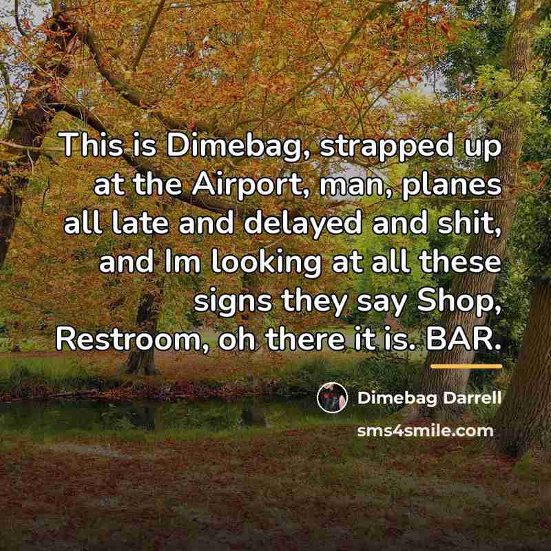 “This is Dimebag, strapped up at the Airport, man, planes…” quote by Dimebag Darrell