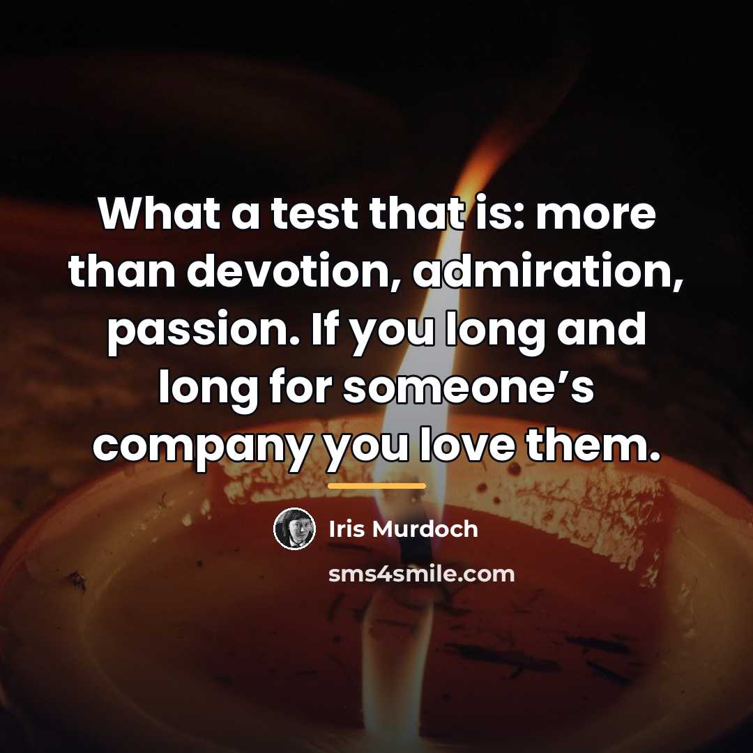 “What a test that is: more than devotion, admiration, passion.…” quote by Iris Murdoch