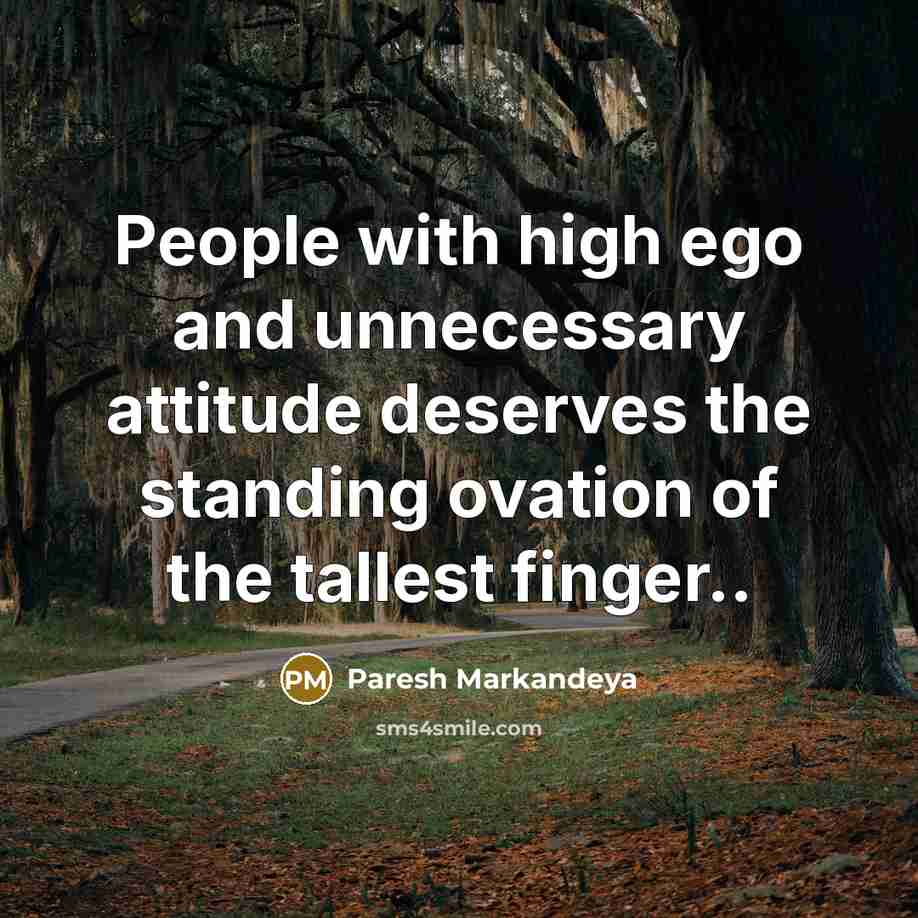 “People with high ego and unnecessary attitude deserves the standing…” quote by Paresh Markandeya