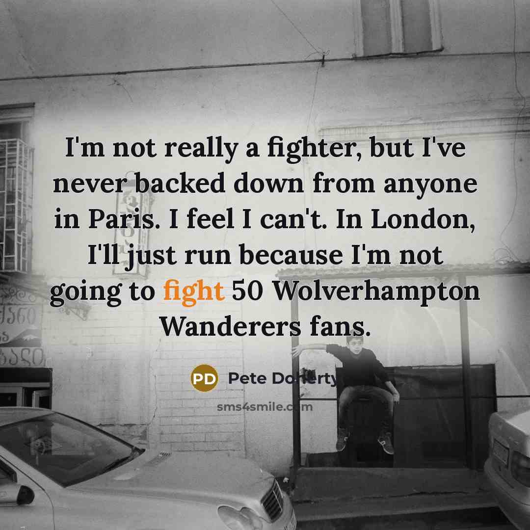 “I'm not really a fighter, but I've never backed down…” quote by Pete Doherty