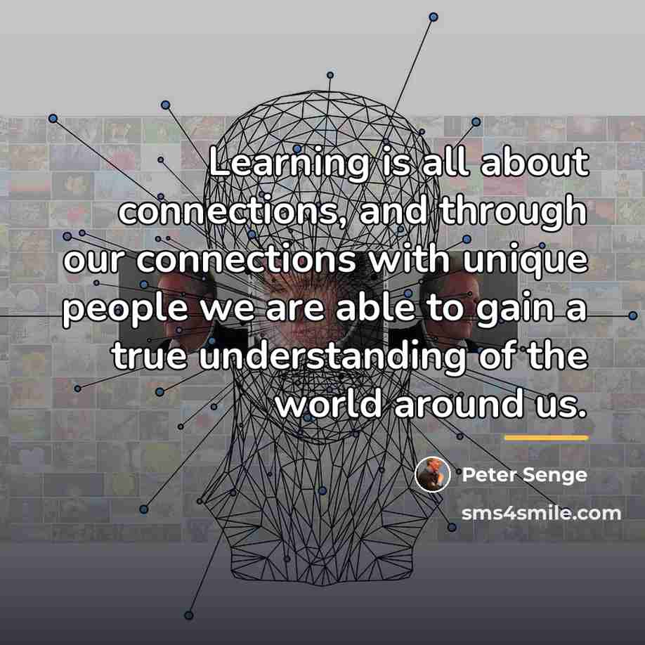“Learning is all about connections, and through our connections with…” quote by Peter Senge