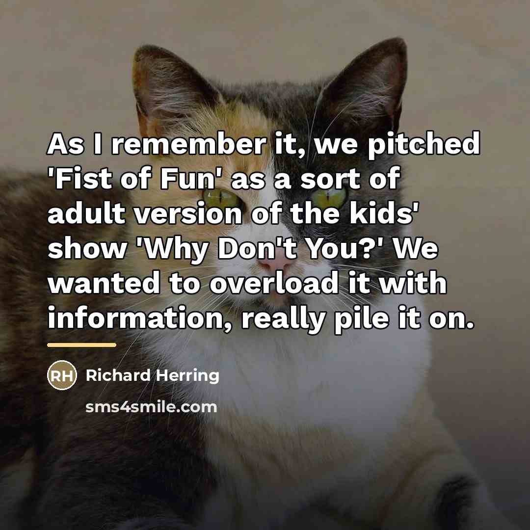 “As I remember it, we pitched 'Fist of Fun' as…” quote by Richard Herring