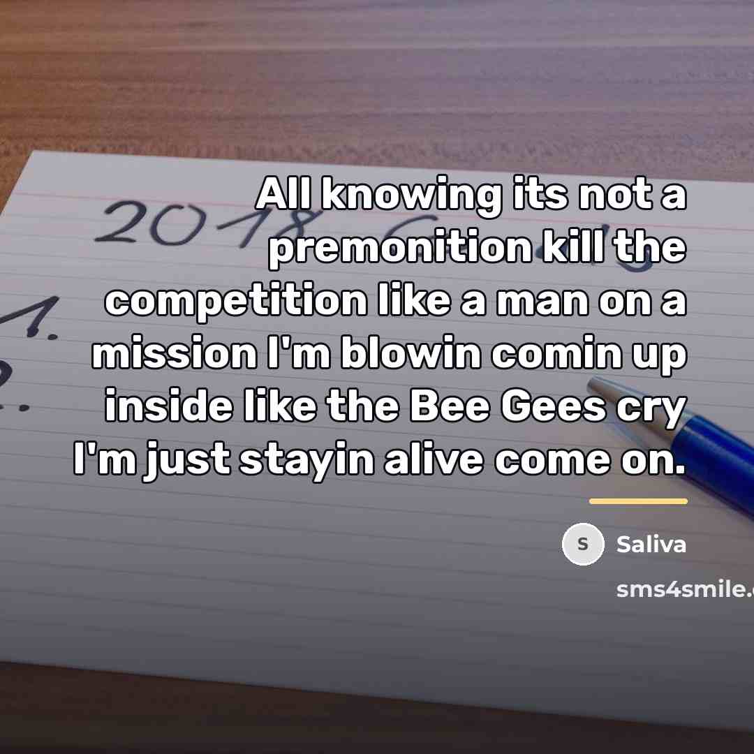 “All knowing its not a premonition kill the competition like…” quote by Saliva
