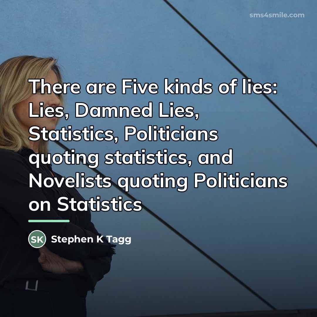 “There are Five kinds of lies: Lies, Damned Lies, Statistics,…” quote by Stephen K Tagg