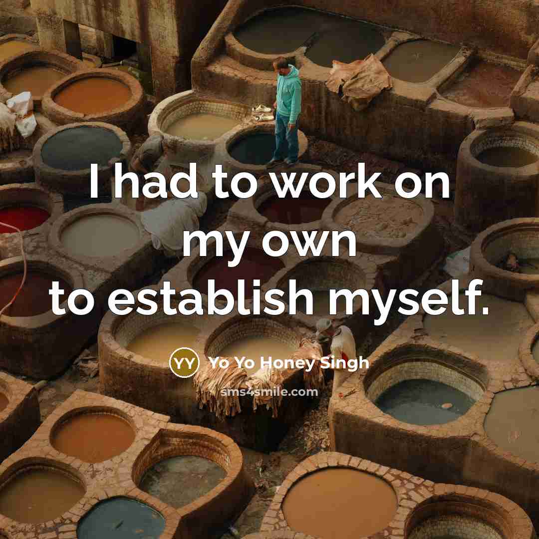 “I had to work on my own to establish myself.…” quote by Yo Yo Honey Singh
