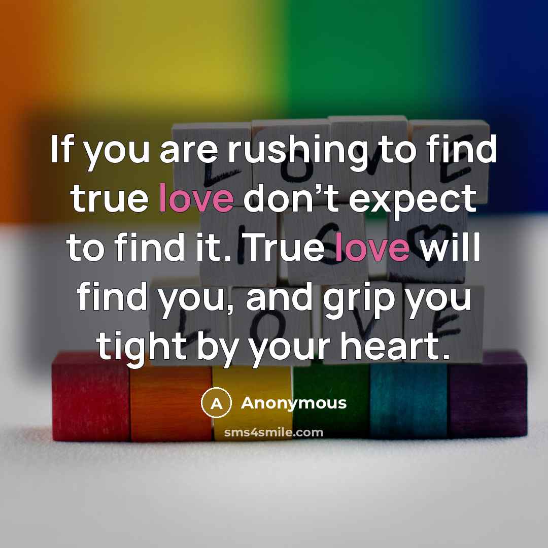 “If you are rushing to find true love don't expect…” quote by Anonymous