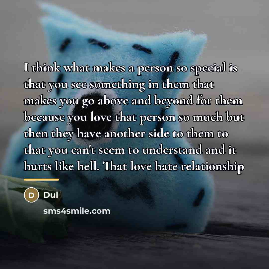 “I think what makes a person so special is that…” quote by Dul