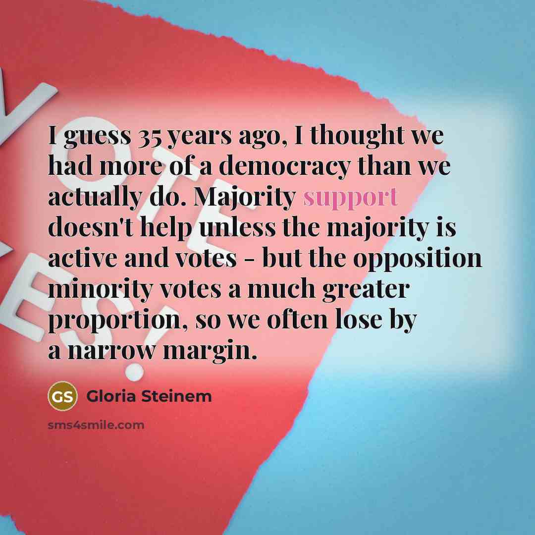 “I guess 35 years ago, I thought we had more…” quote by Gloria Steinem