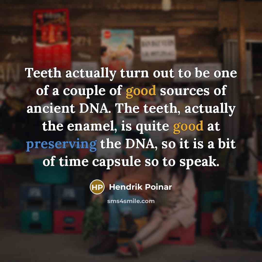 “Teeth actually turn out to be one of a couple…” quote by Hendrik Poinar
