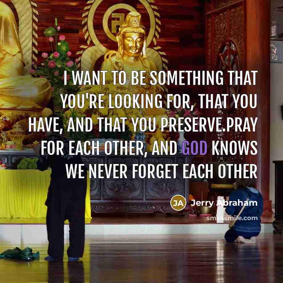 “I want to be something that you're looking for, that…” quote by Jerry Abraham