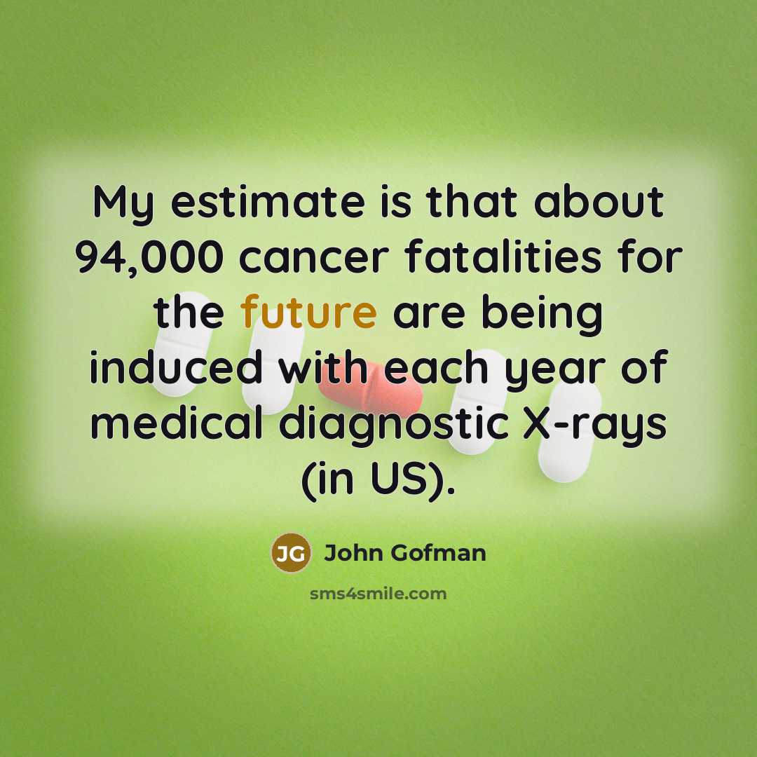 “My estimate is that about 94,000 cancer fatalities for the…” quote by John Gofman